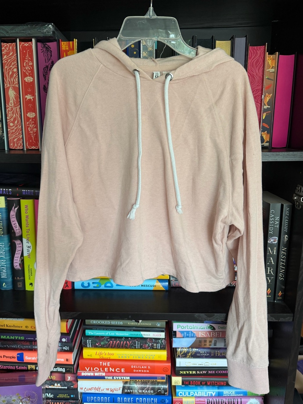 H&M Divided Basic Cropped Pink Hoodie Sweatshirt - Size Medium